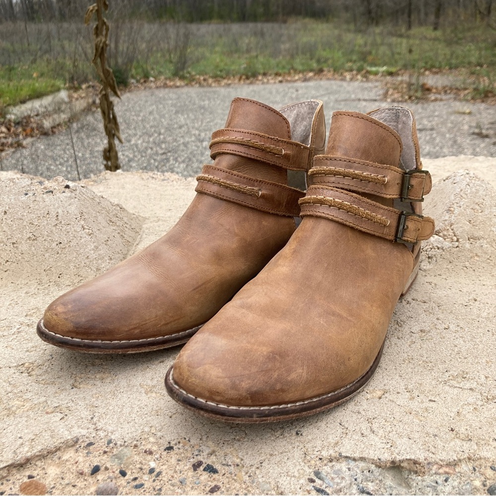 Free People Braeburn Ankle Boots Sz EU 38 US 8 Brown Leather